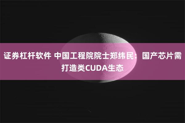证券杠杆软件 中国工程院院士郑纬民：国产芯片需打造类CUDA生态